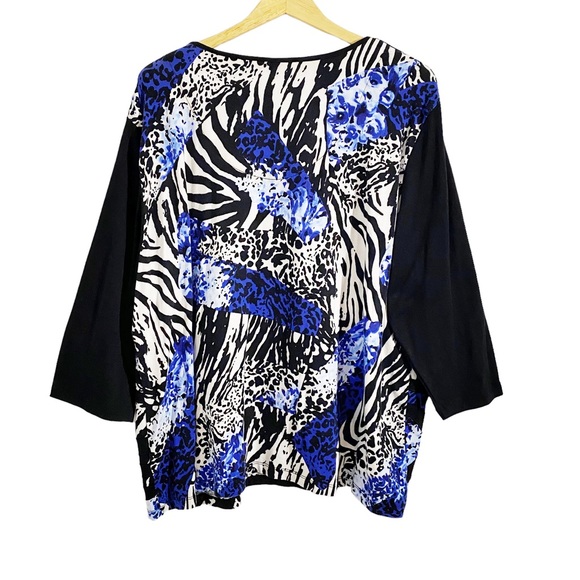 Alfred Dunner Woman Multicolor High Roller Animal Print Top, Plus Size 3X - Picture 2 of 8